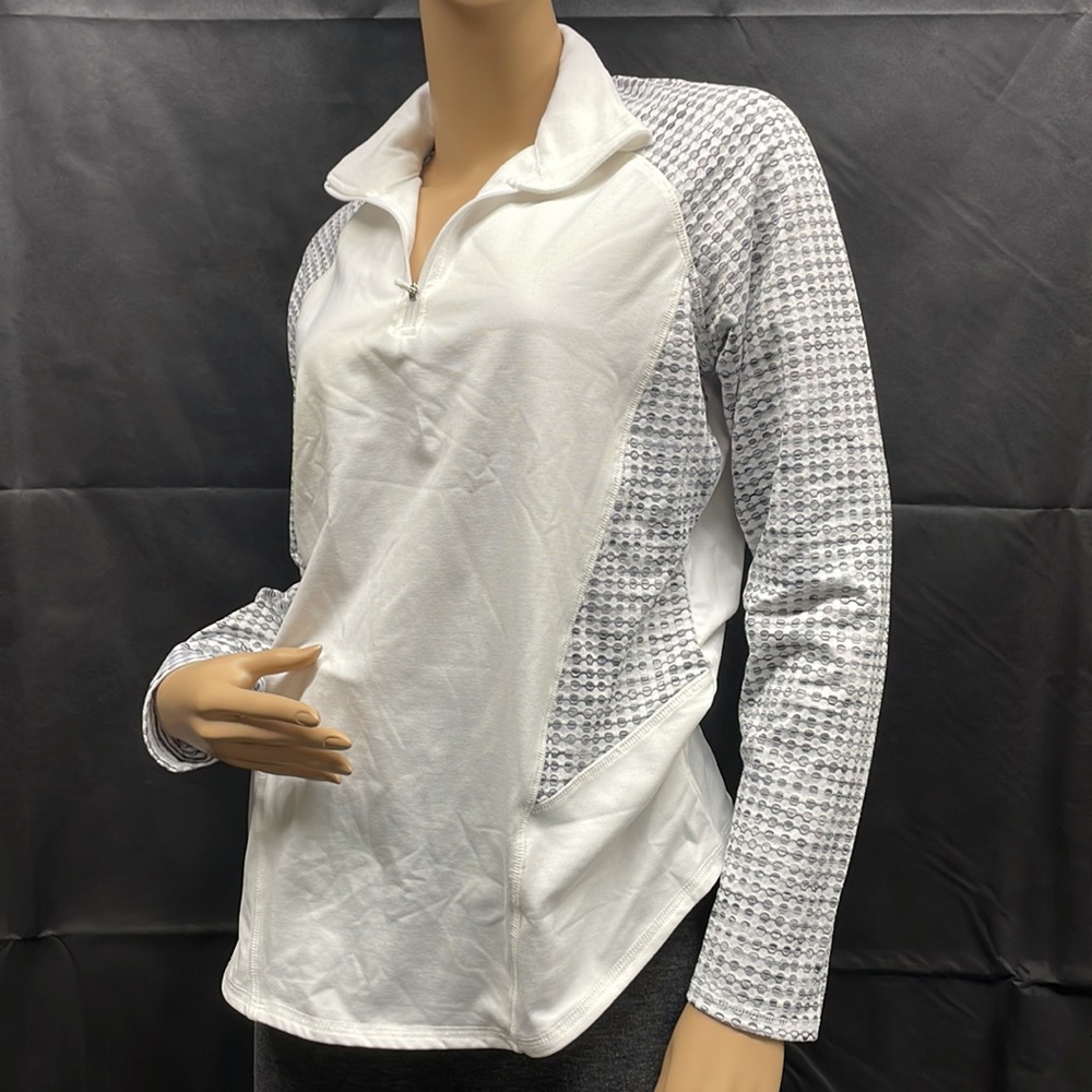 Athletic Works Women's White & Print Quarter Zip Active Jacket